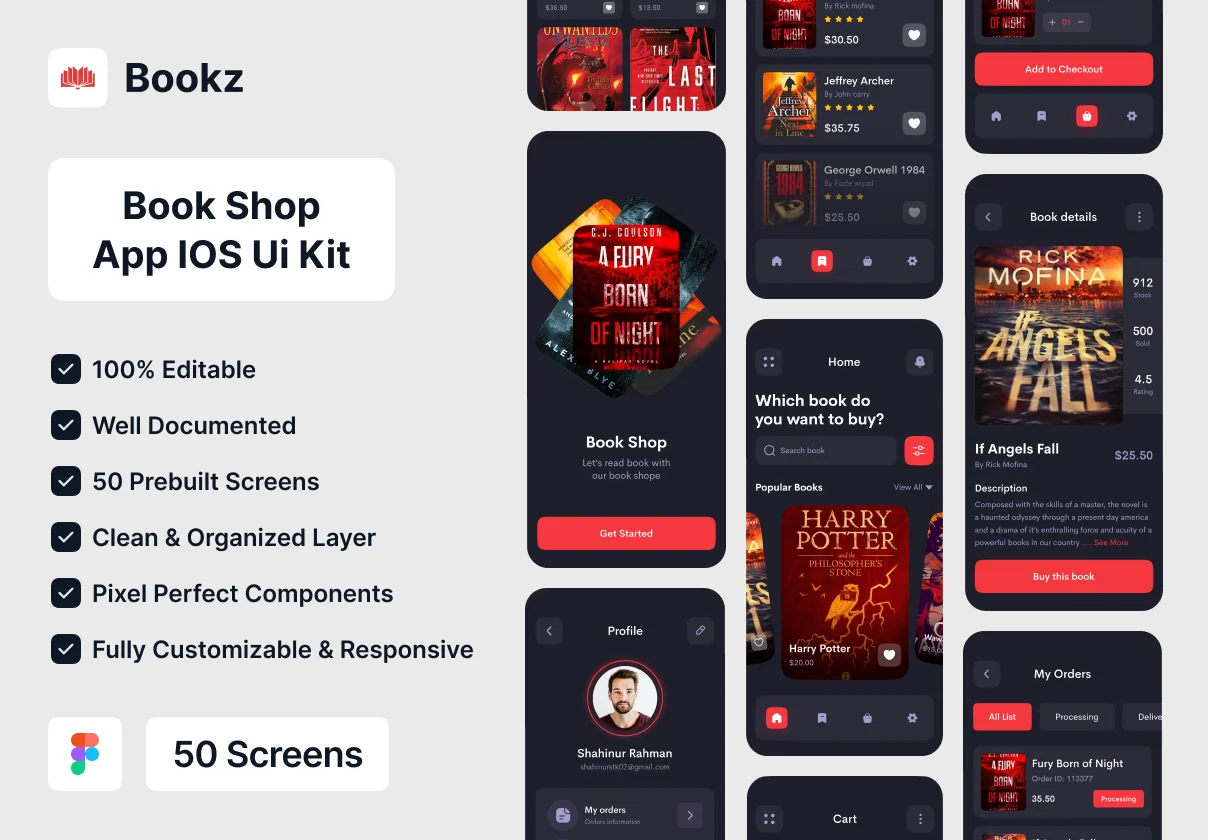 Bookz-Book Shop Mobile App UI Kit