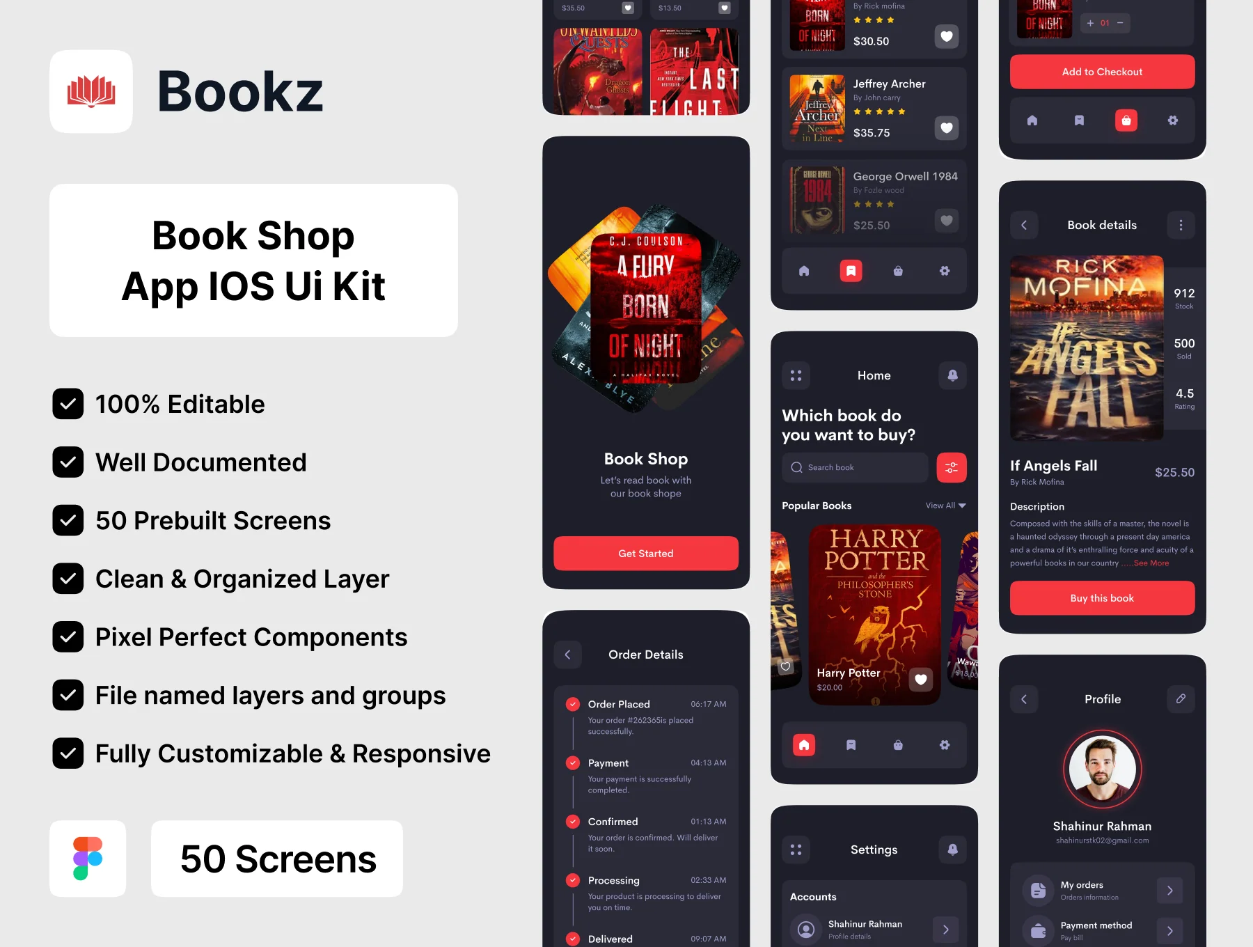 Bookz-Book Shop Mobile App UI Kit