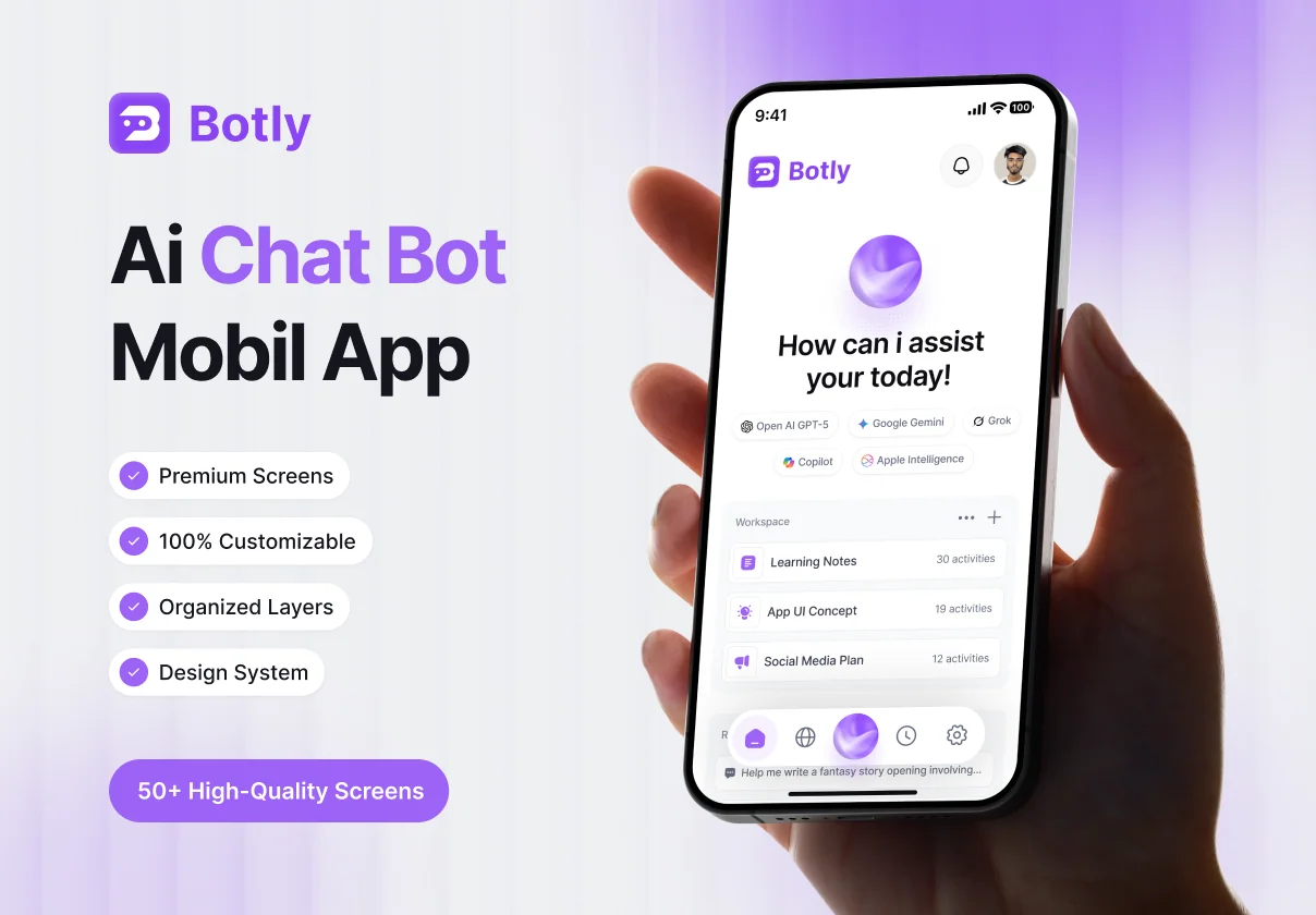Botly - AI Chatbot Mobile App UI Kit