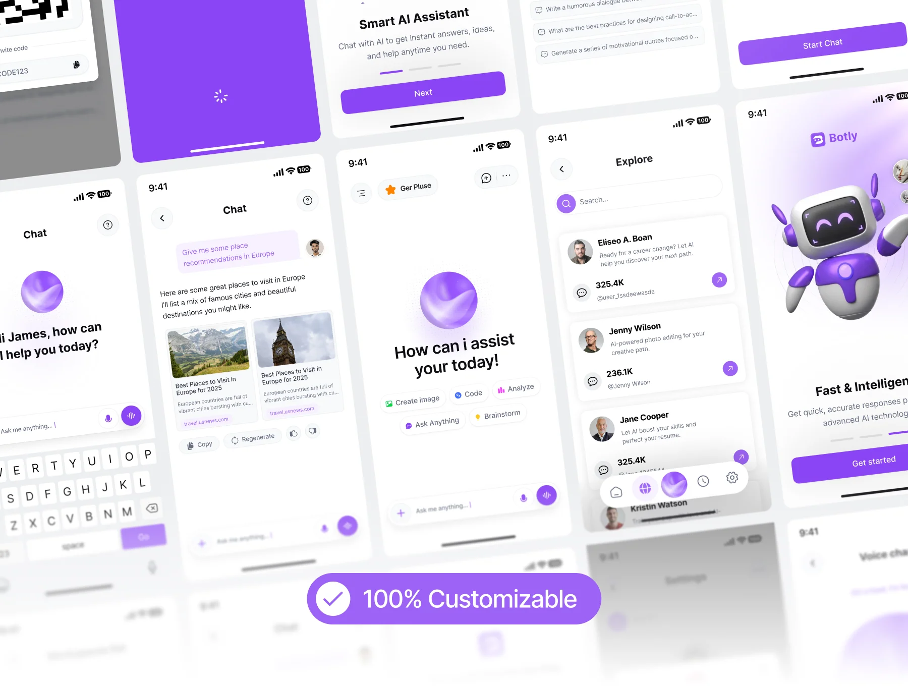 Botly - AI Chatbot Mobile App UI Kit 3