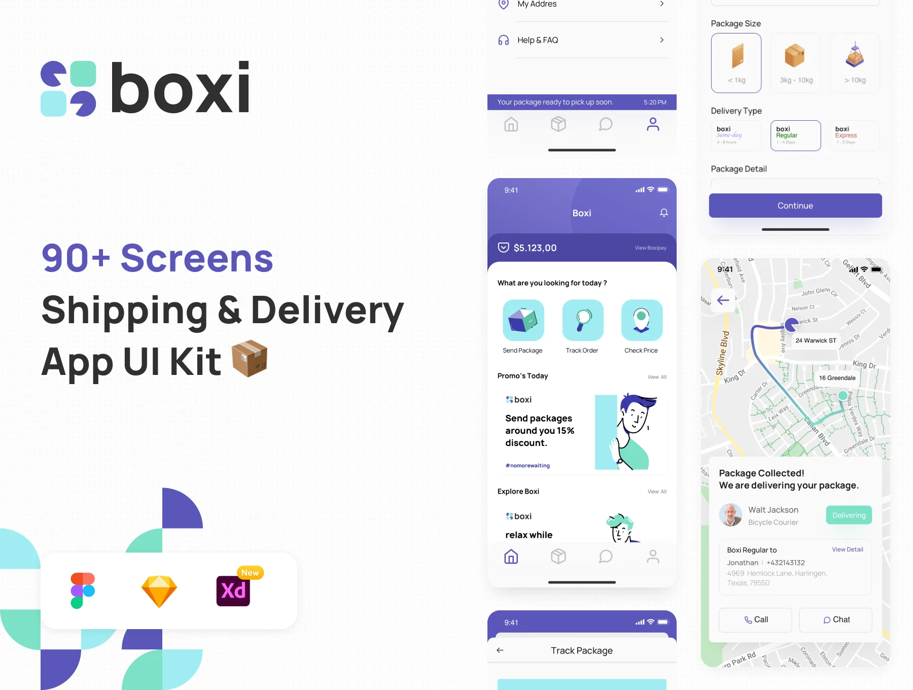 Boxi - Shipping & Delivery App UI Kit