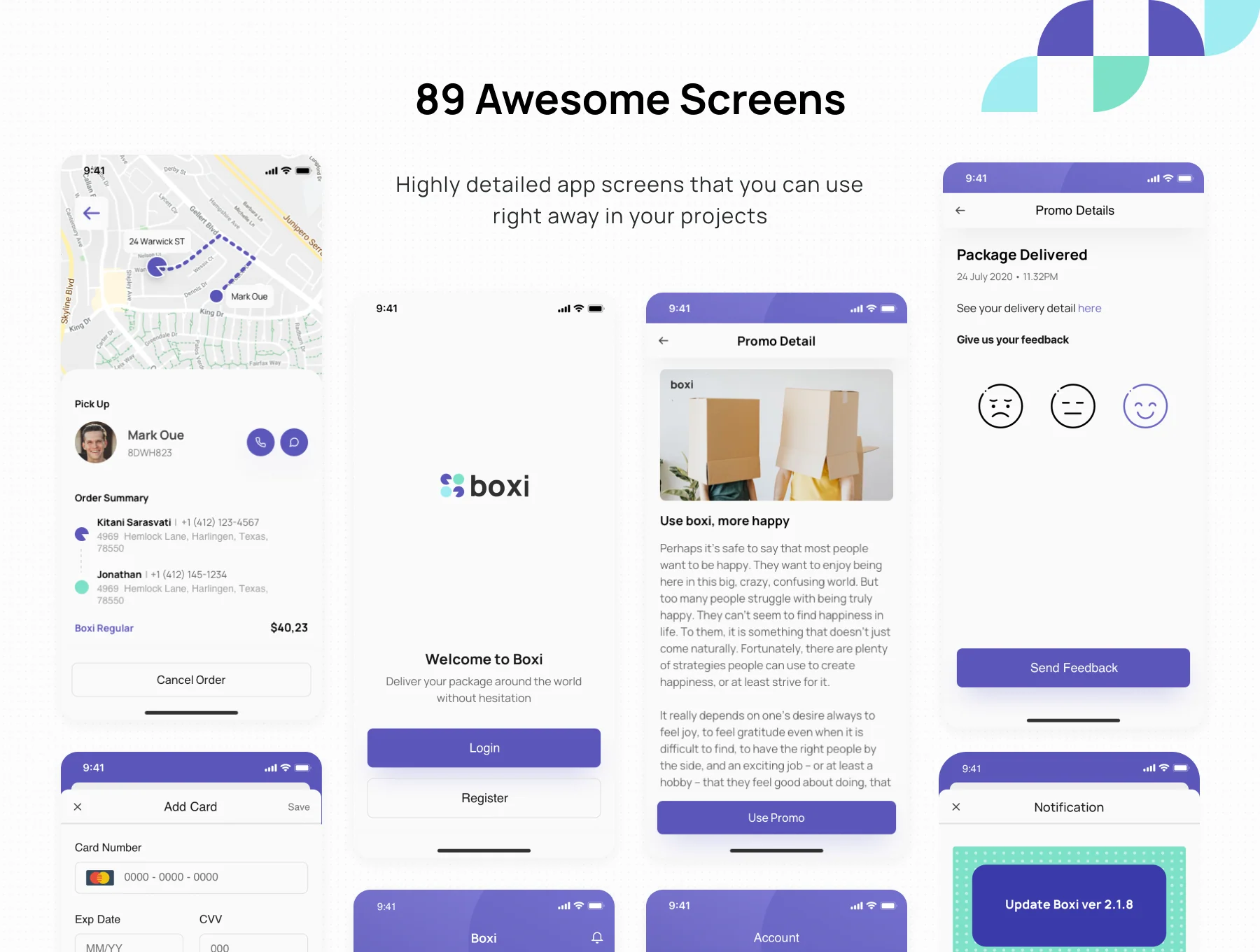 Boxi - Shipping & Delivery App UI Kit 5