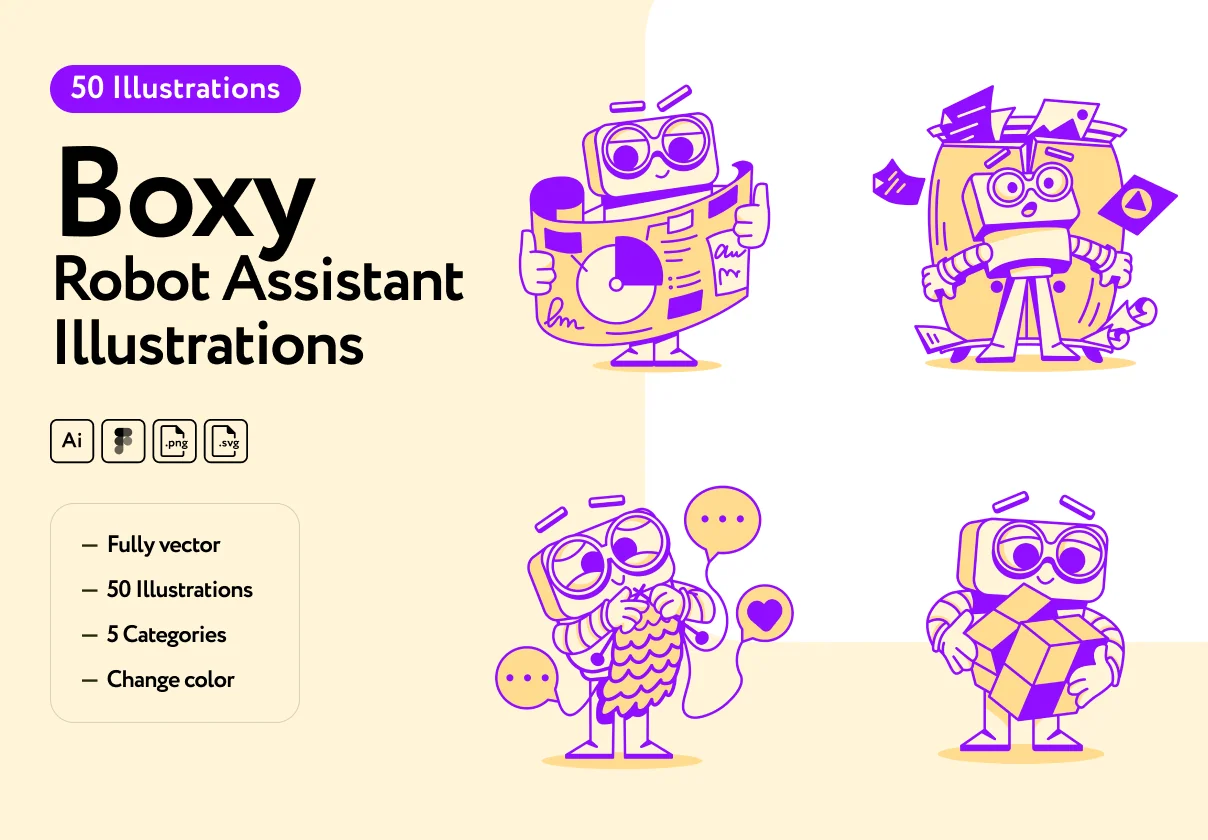 Boxy Robos Assistant Illustrations