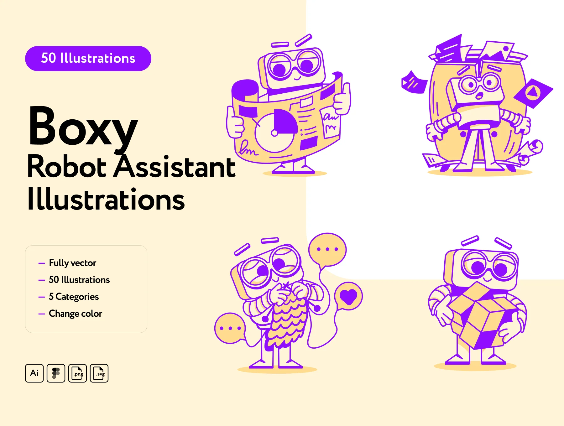 Boxy Robos Assistant Illustrations