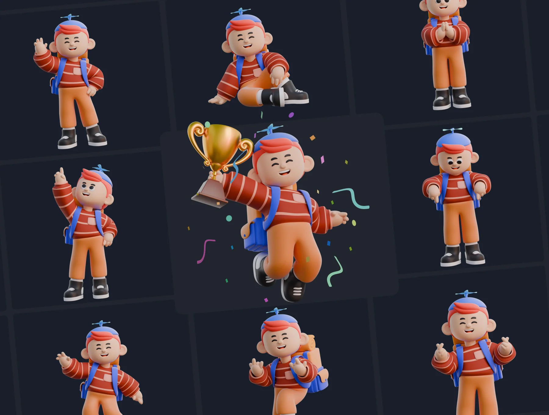 Boy 3D Character Poses 7