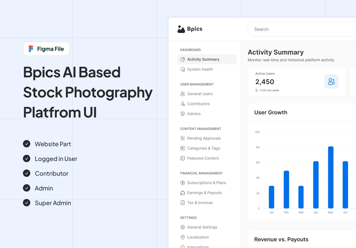 Bpics AI Based Stock Photography Platform UI