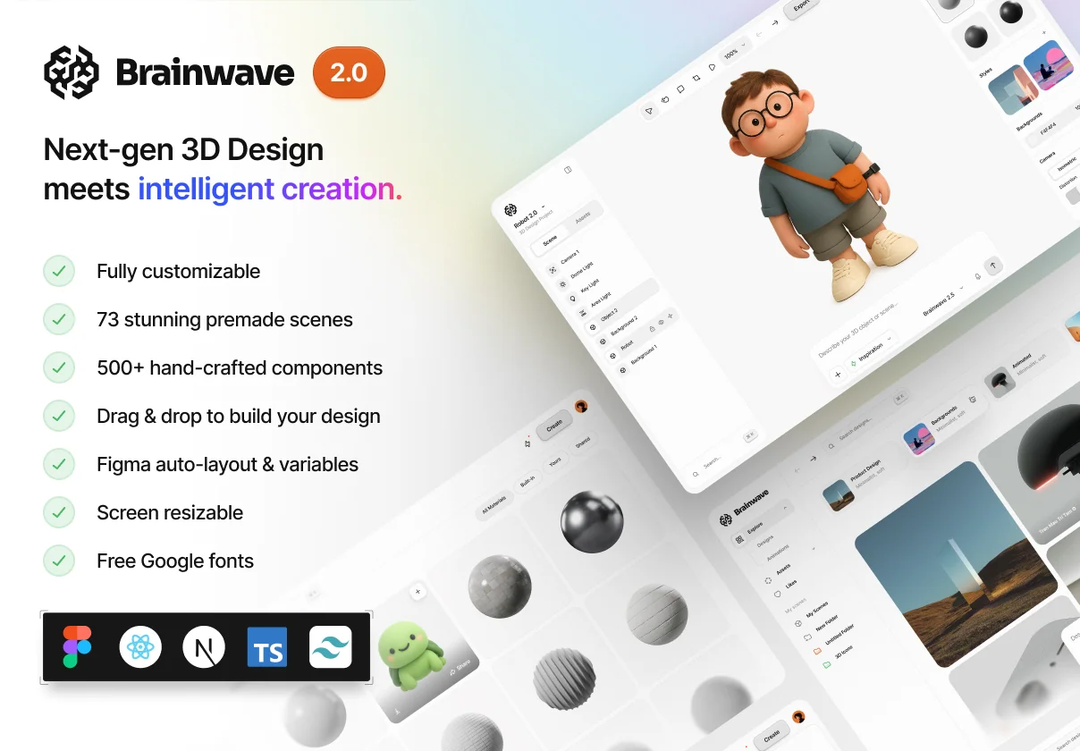 Brainwave 2.0: AI-Powered 3D UI Kit