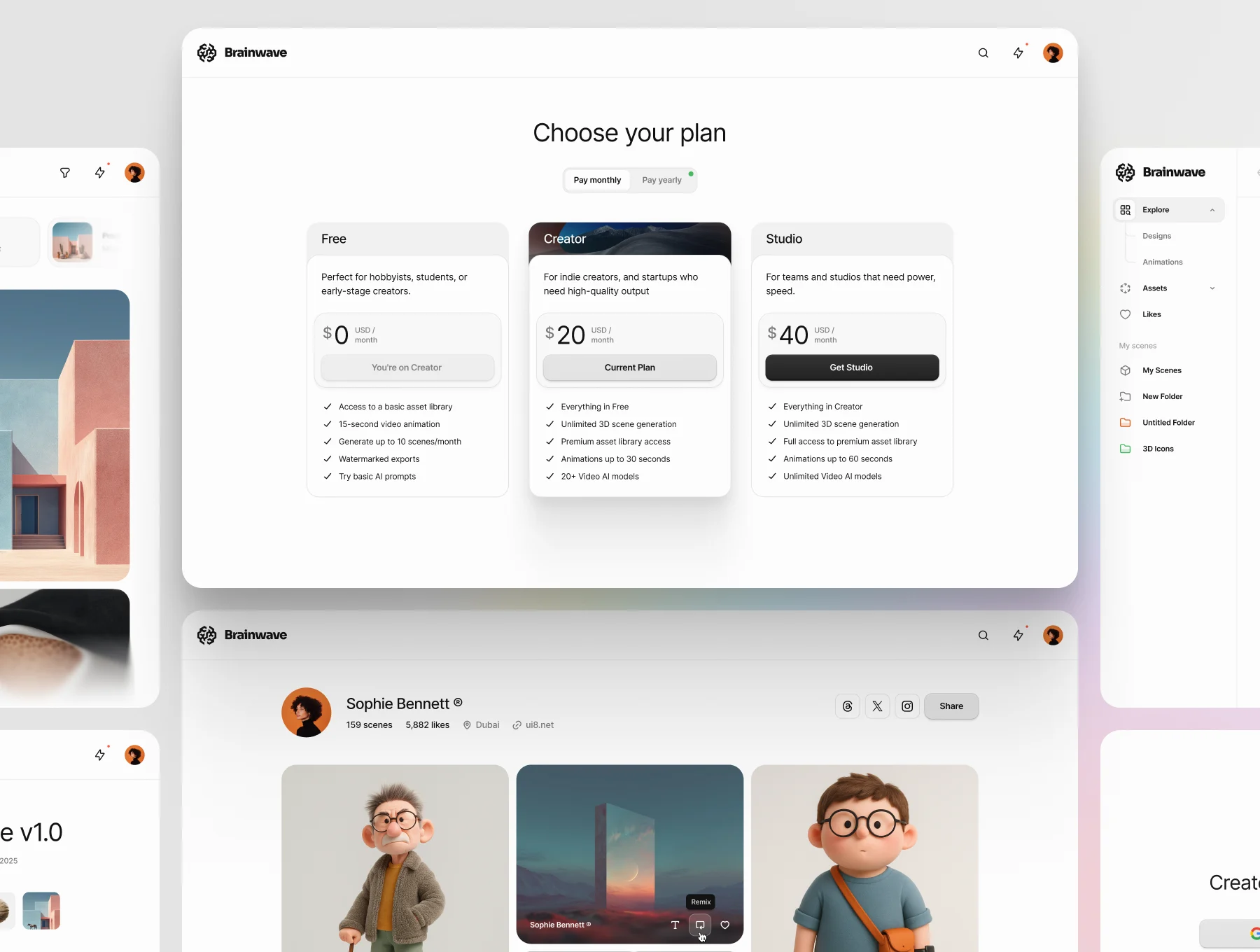Brainwave 2.0: AI-Powered 3D UI Kit 6