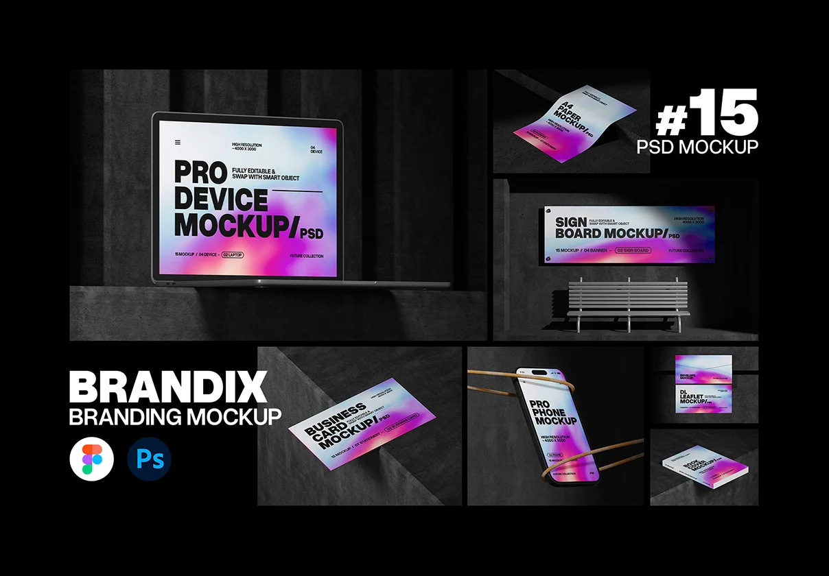 Brandix Branding Mockup Set - 15 Scene