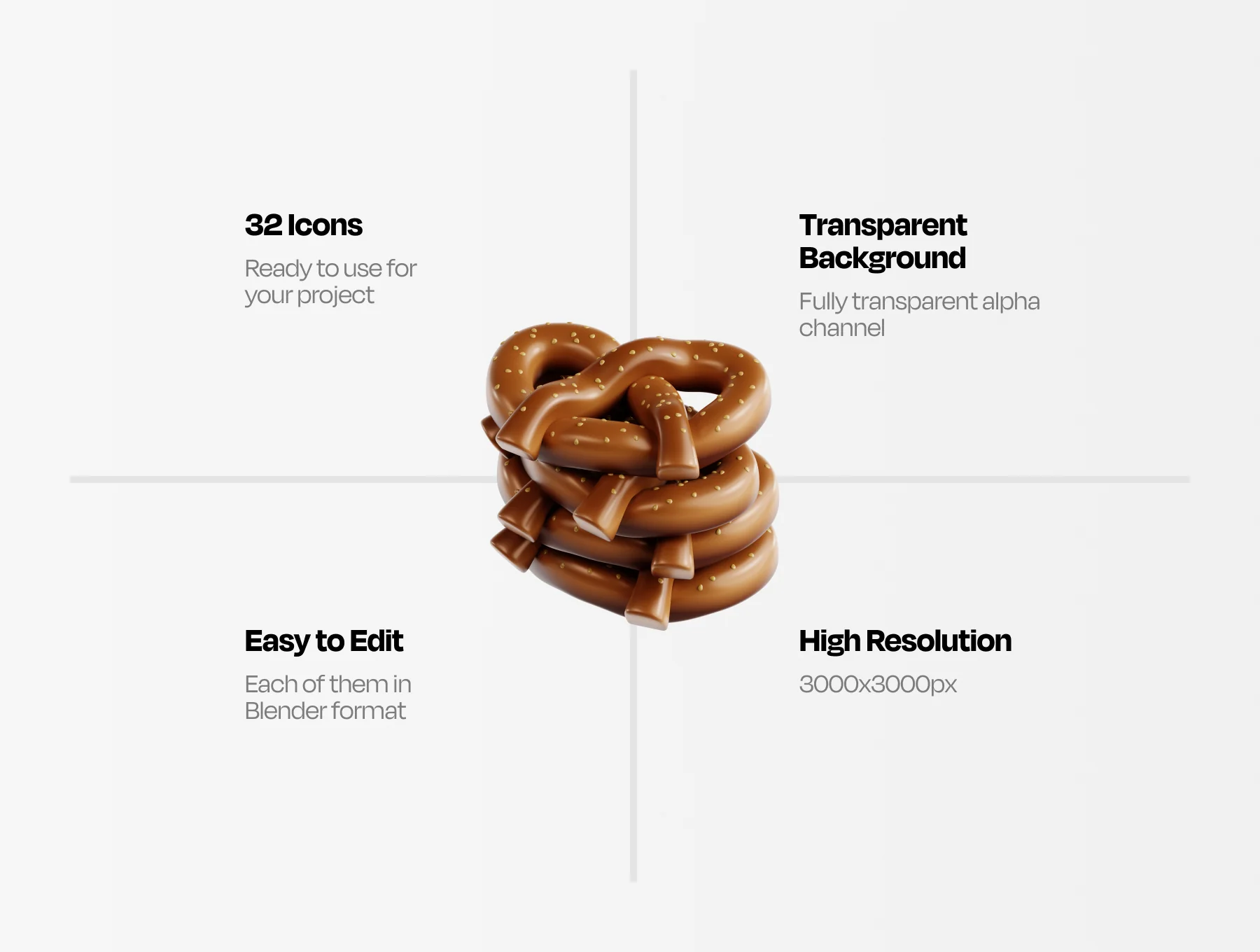 Bratwurst & Pretzel 3D Icon Set 2