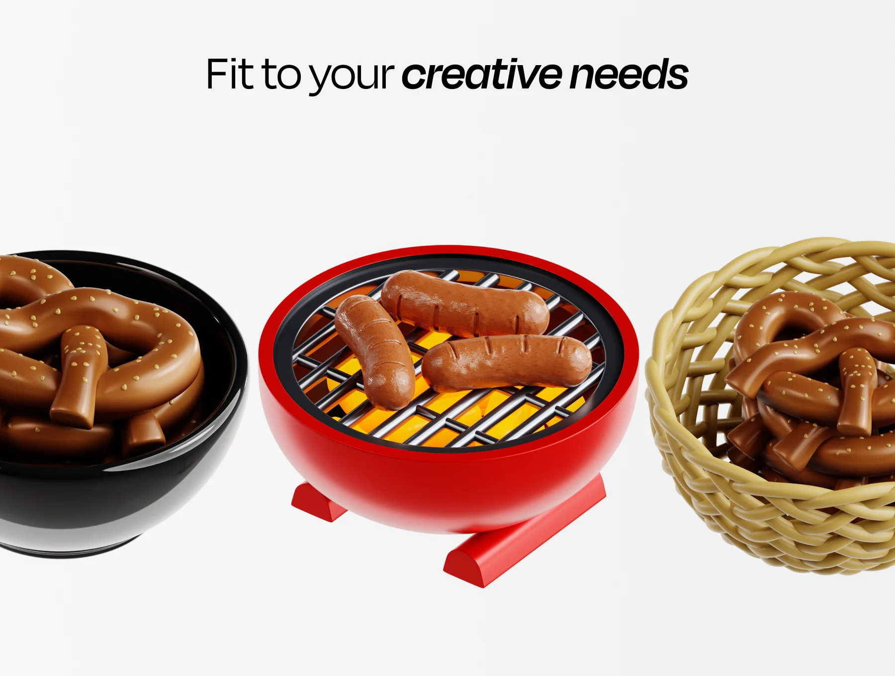 Bratwurst & Pretzel 3D Icon Set 4