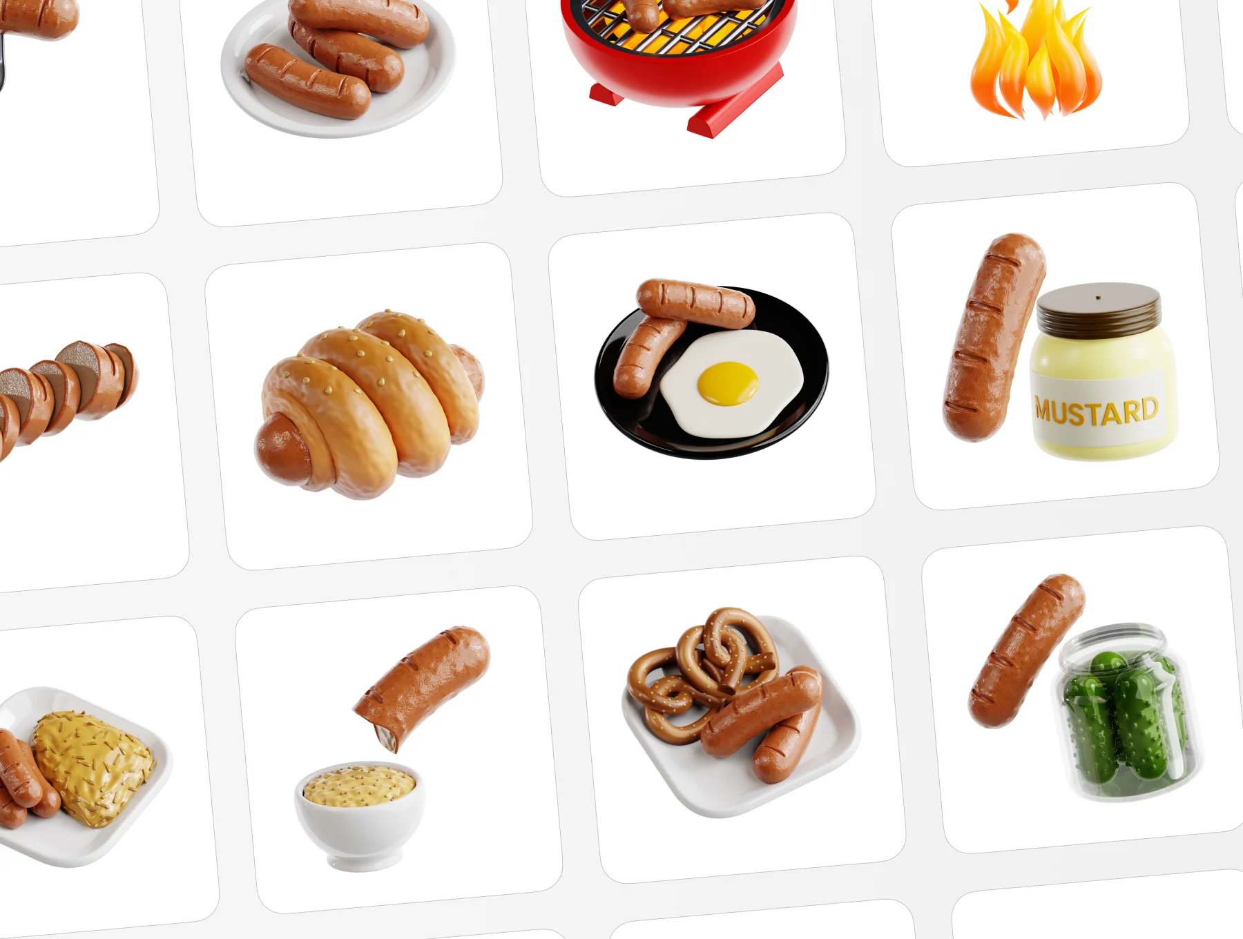 Bratwurst & Pretzel 3D Icon Set 5