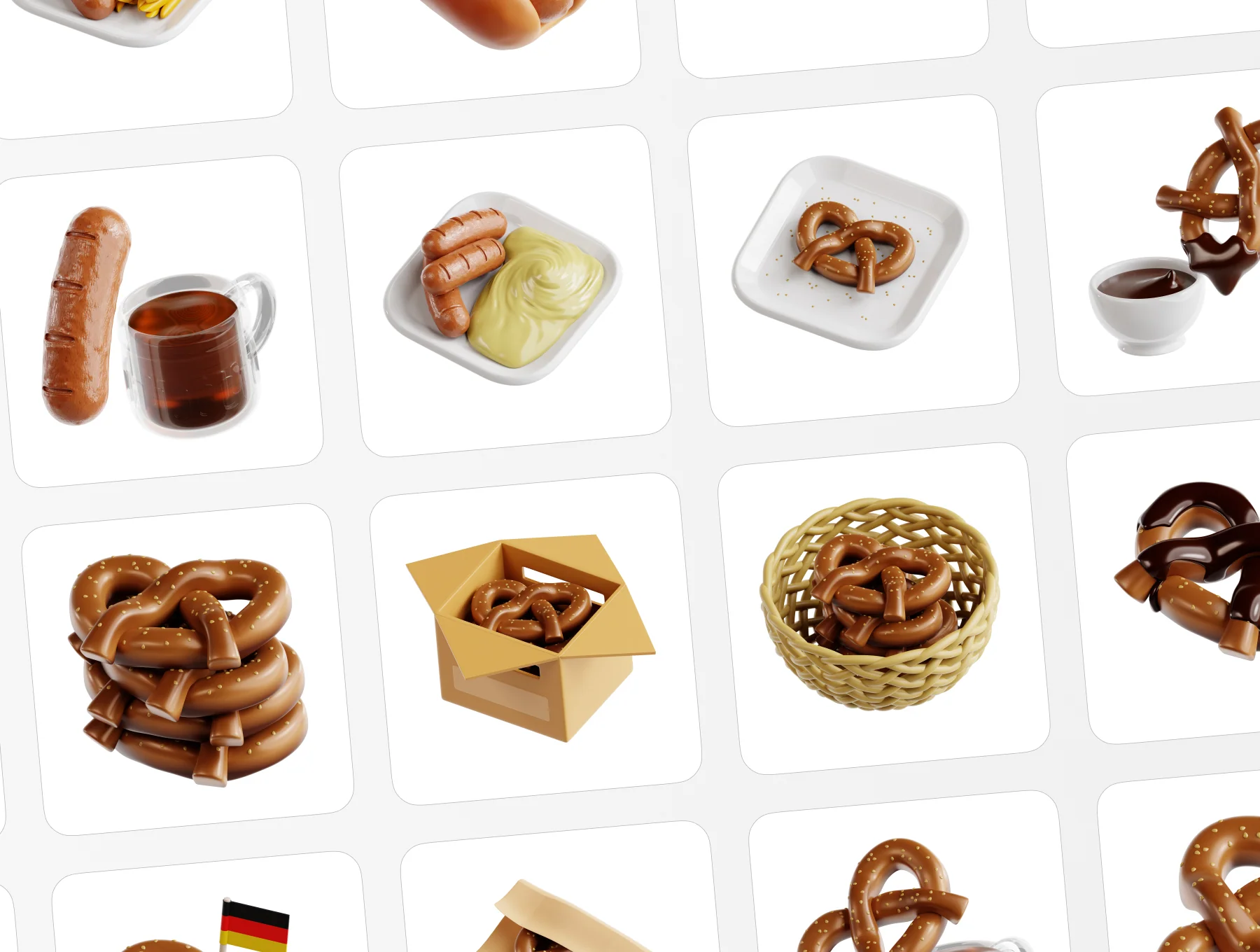 Bratwurst & Pretzel 3D Icon Set 6