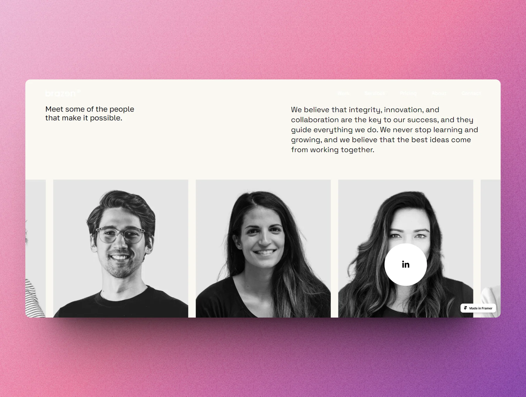 Brazen - Agency One Pager Framer Template 4