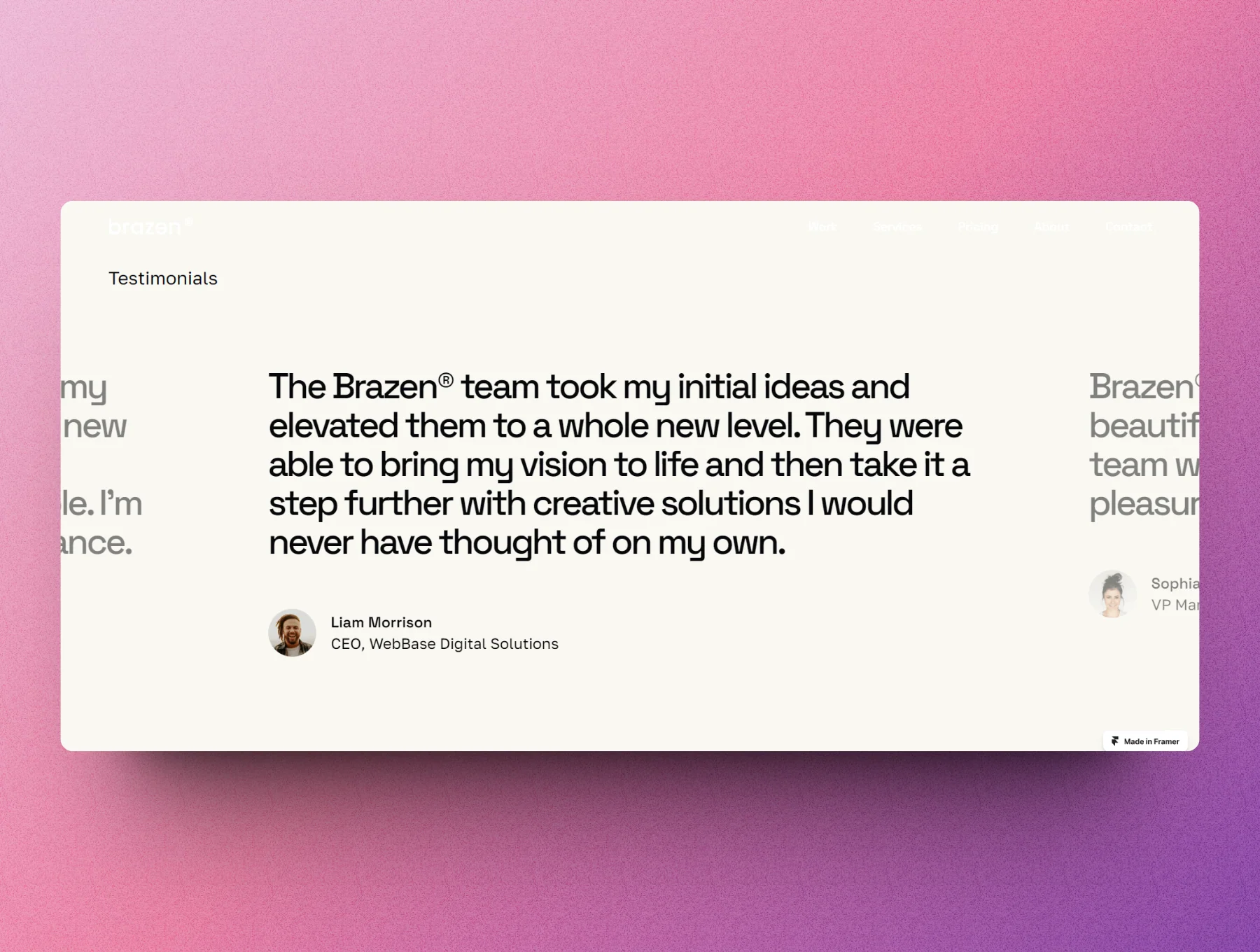 Brazen - Agency One Pager Framer Template 5