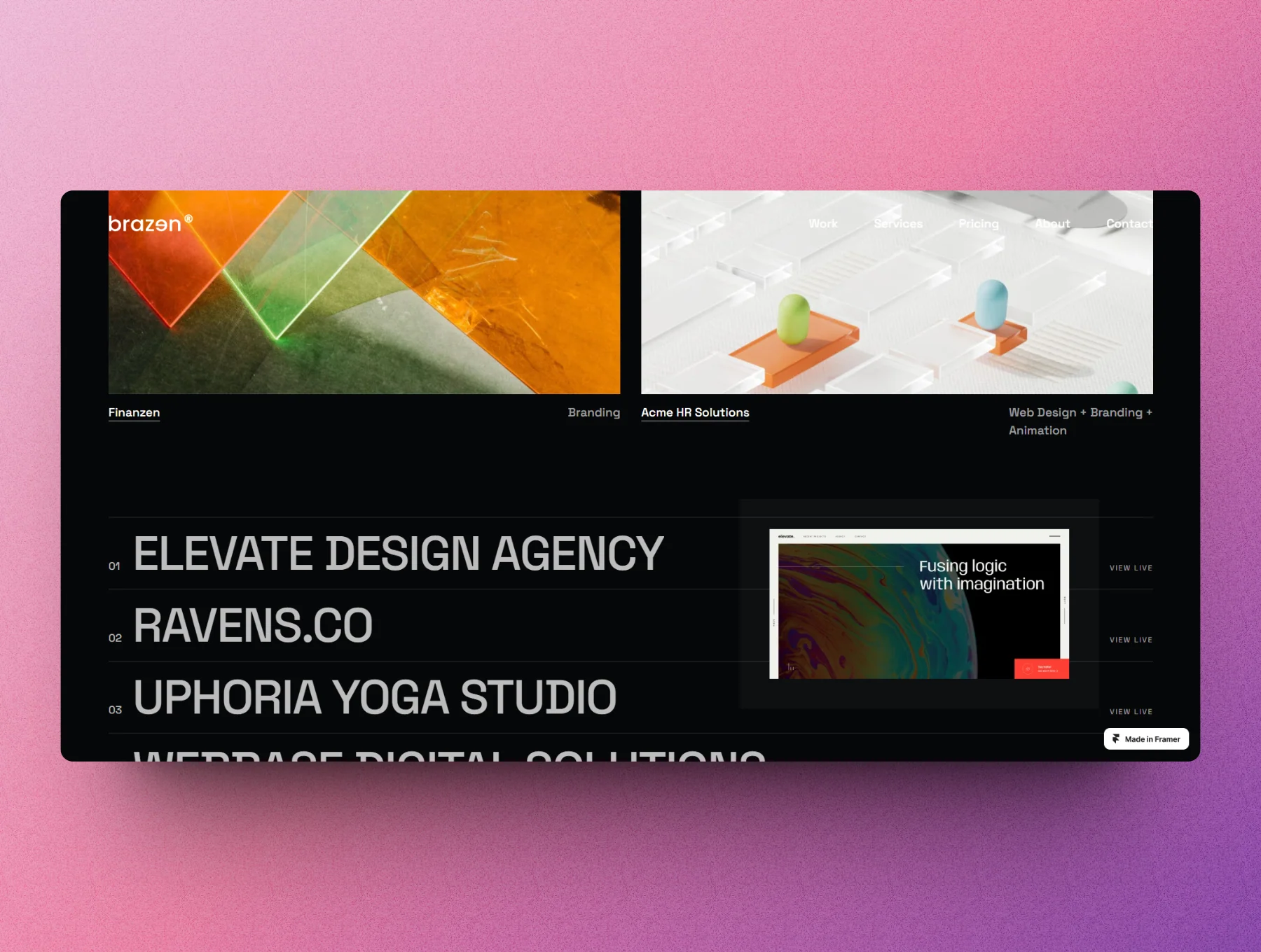 Brazen - Agency One Pager Framer Template 6