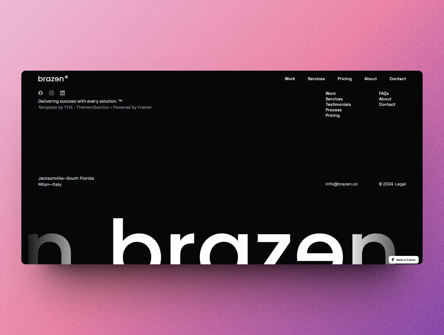 Brazen - Agency One Pager Framer Template 8