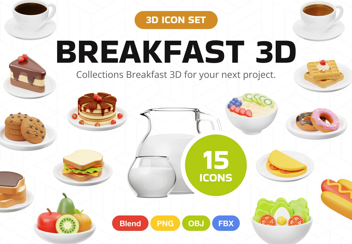 Breakfast Food And Drink 3D Icon