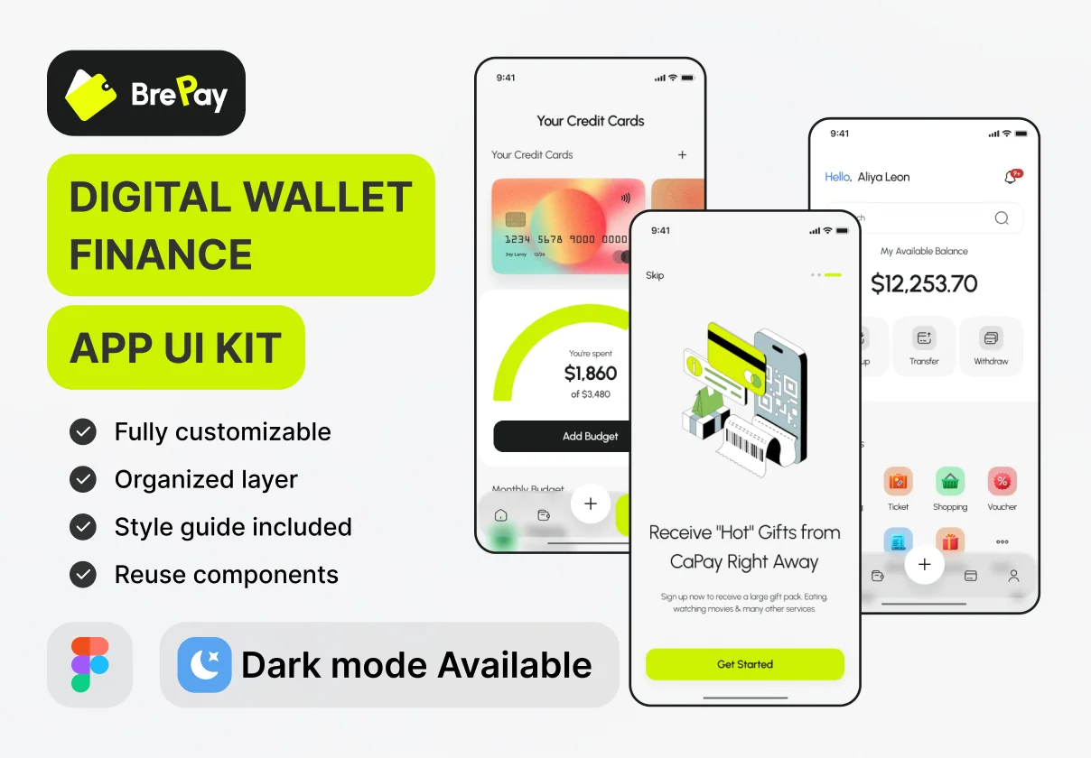 BrePay - Digital Wallet Finance App UI Kit