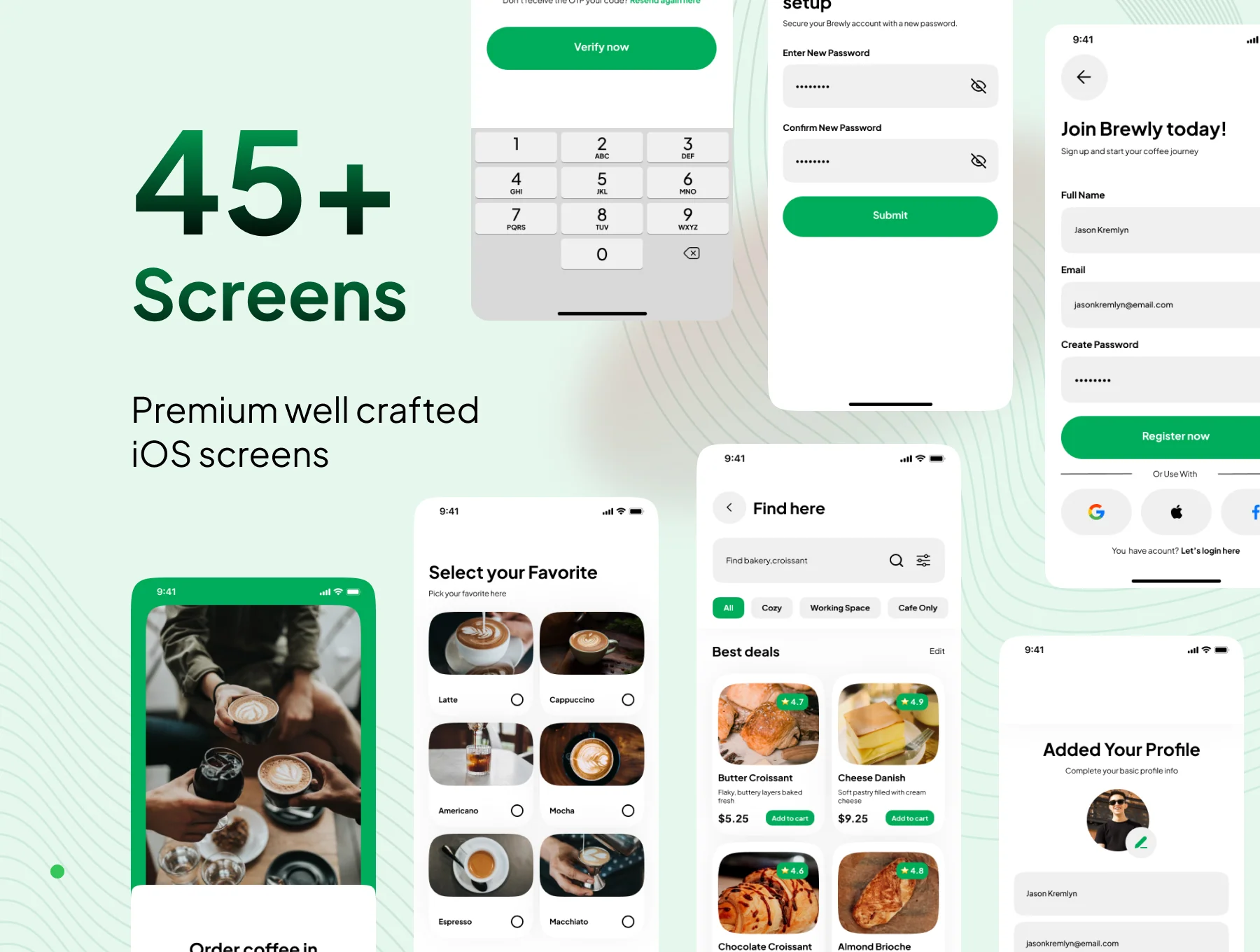 Brewly - Coffee Shop Ordering Checkout App UI Kit 2
