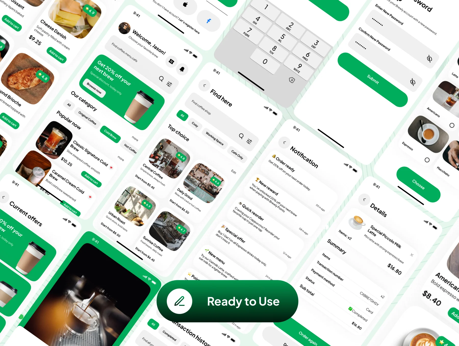 Brewly - Coffee Shop Ordering Checkout App UI Kit 7