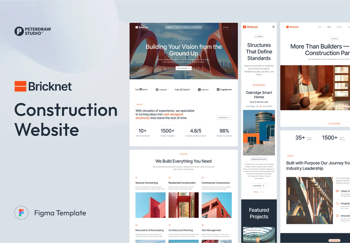 Bricknet - Construction Website UI Figma Template