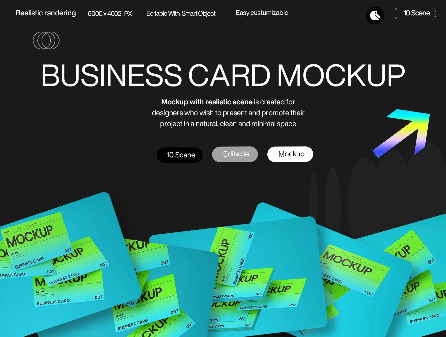 Bright Gradient Business Card Mockup Template