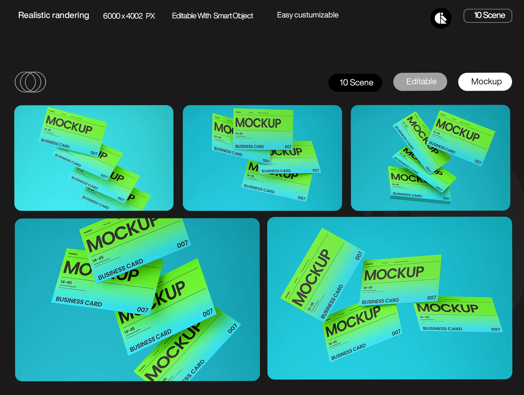 Bright Gradient Business Card Mockup Template 2
