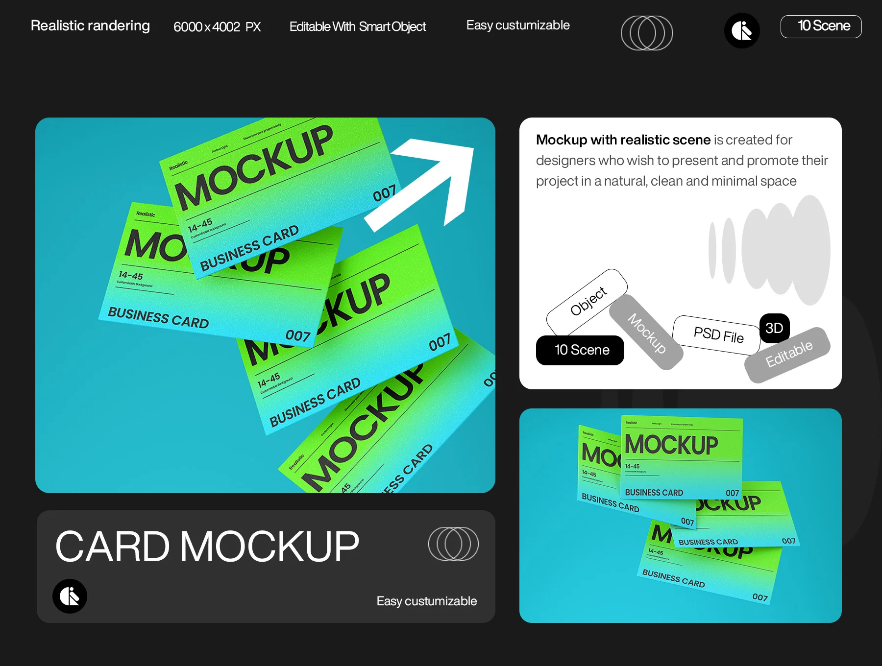Bright Gradient Business Card Mockup Template 6