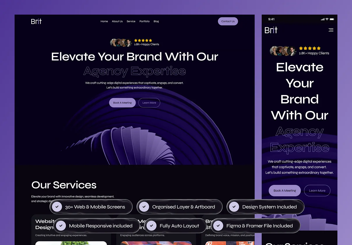 Brit - Digital Agency Website Framer Template