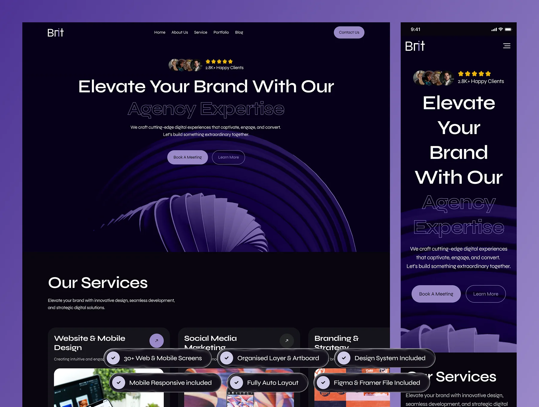 Brit - Digital Agency Website Framer Template