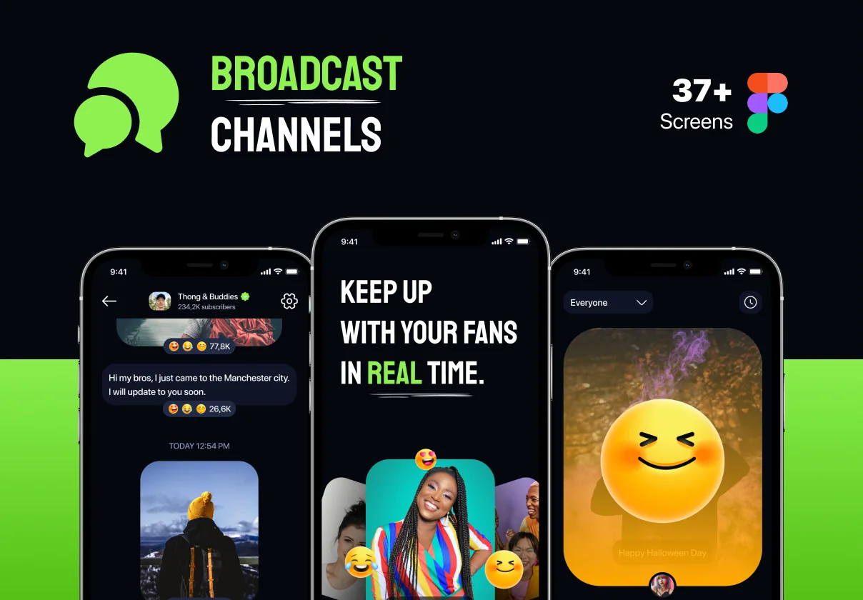 Broadcast Channel App UI Kit | Message & Social Media