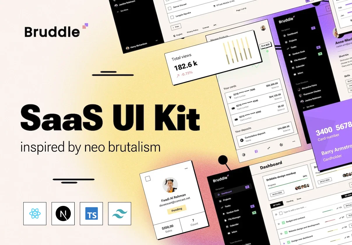 Bruddle - Neo brutalism coded UI Kit
