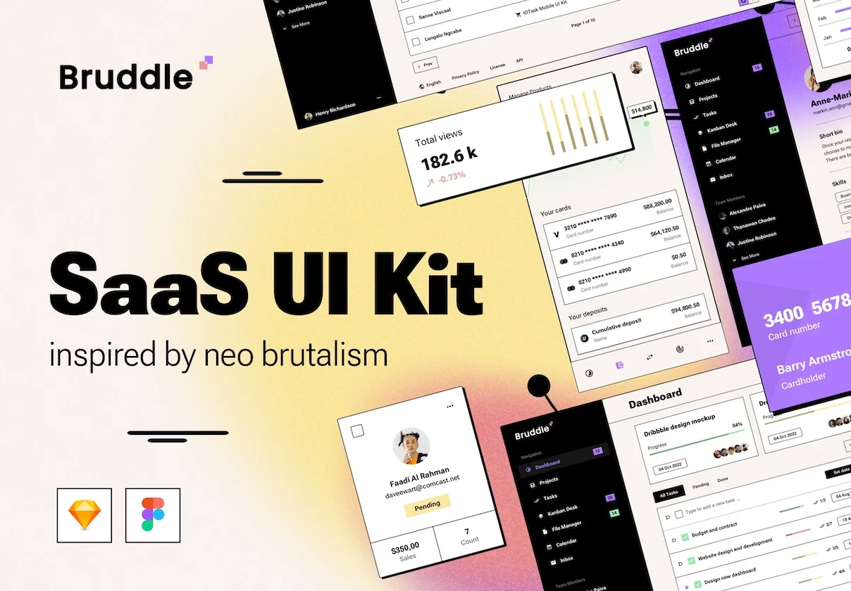 Bruddle - Neo brutalism UI kit for SaaS Dashboards