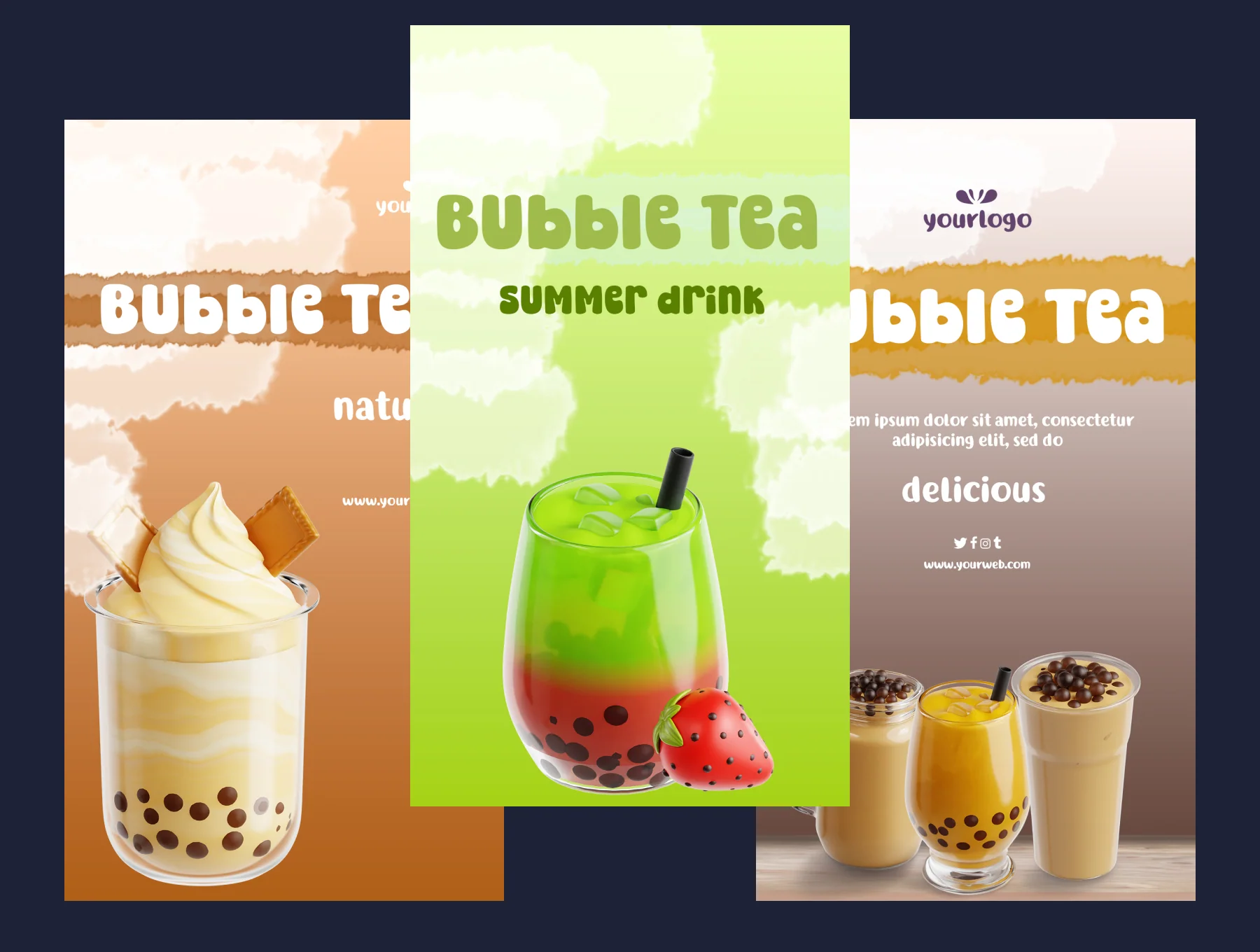 Bubble Tea 3D Icon Set 5