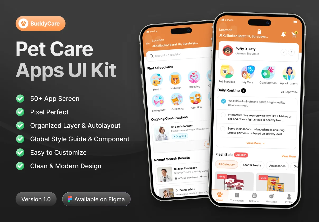 BuddyCare - Pet Care Apps UI Kit