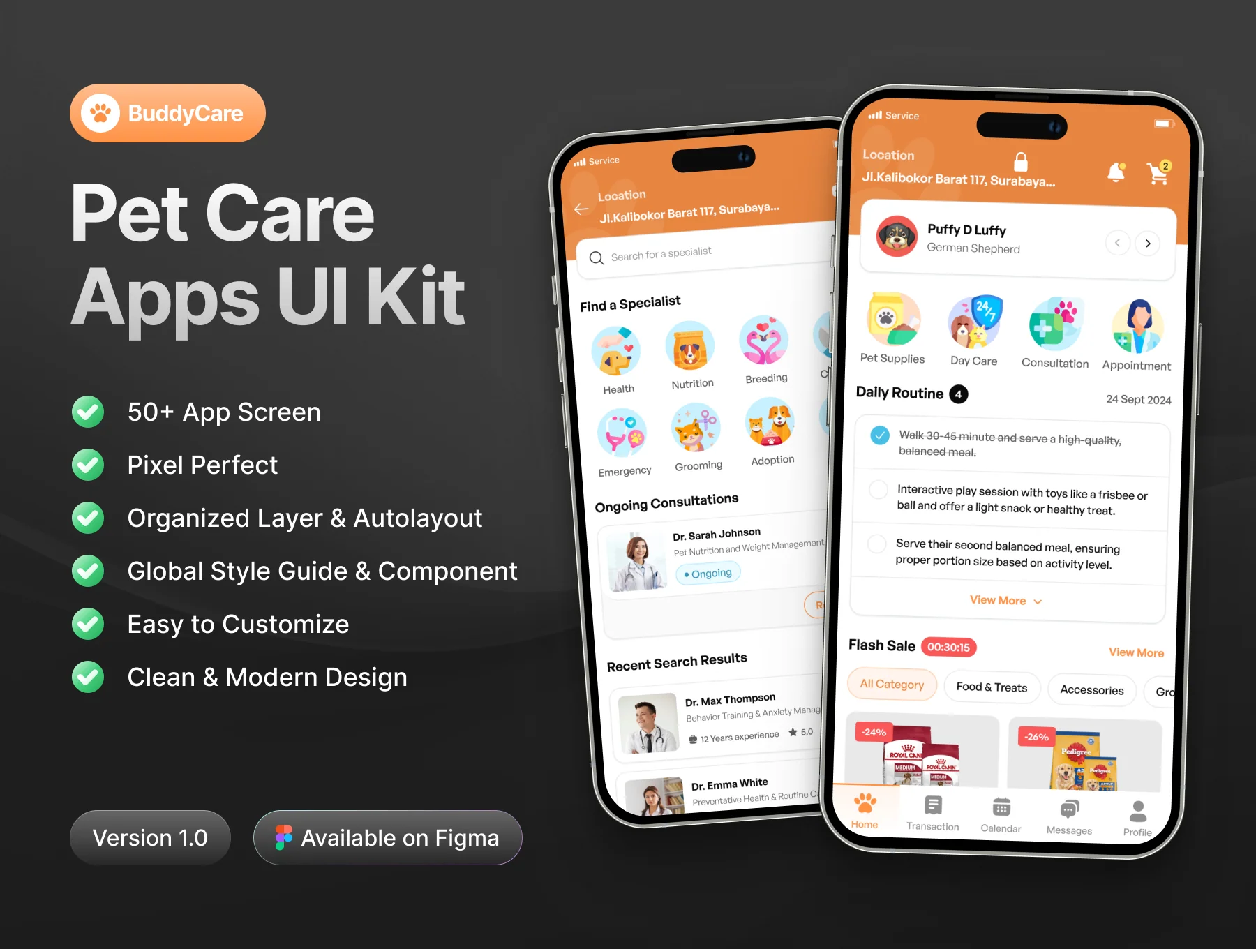 BuddyCare - Pet Care Apps UI Kit