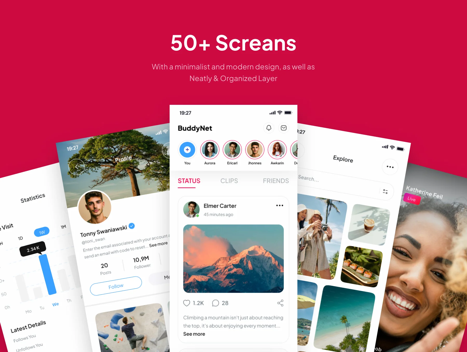 BuddyNet - Social Media Mobile App UI Kits 4