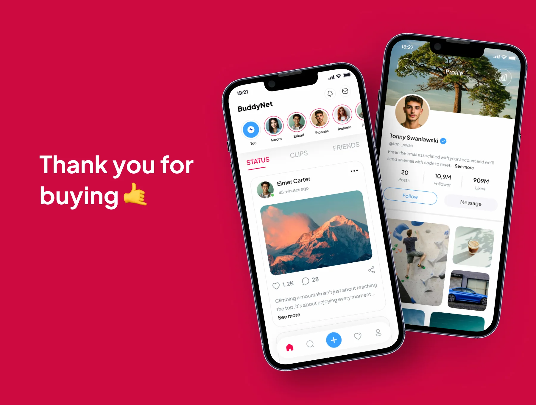 BuddyNet - Social Media Mobile App UI Kits 6