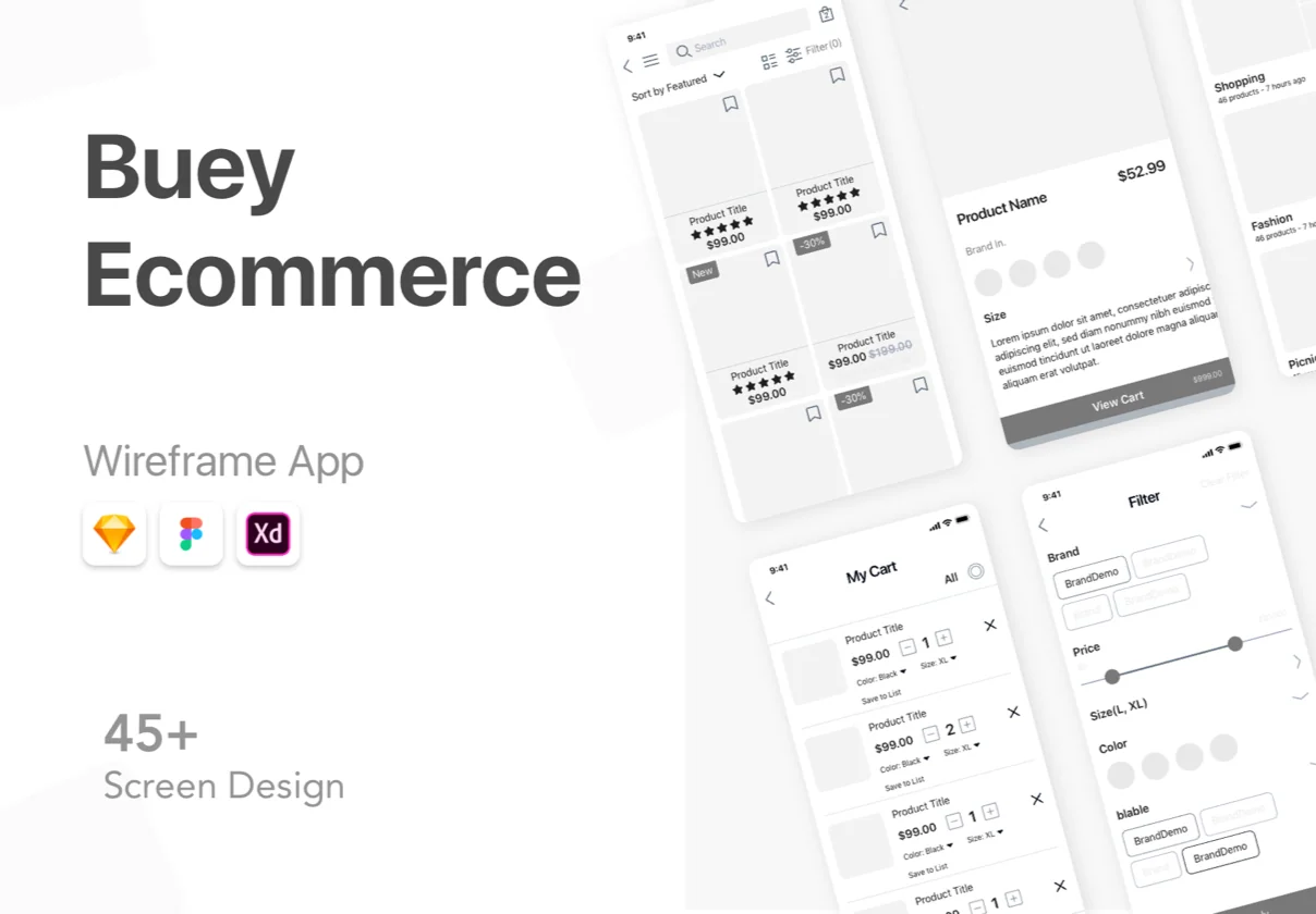 Buey E-commerce Wireframe Kit