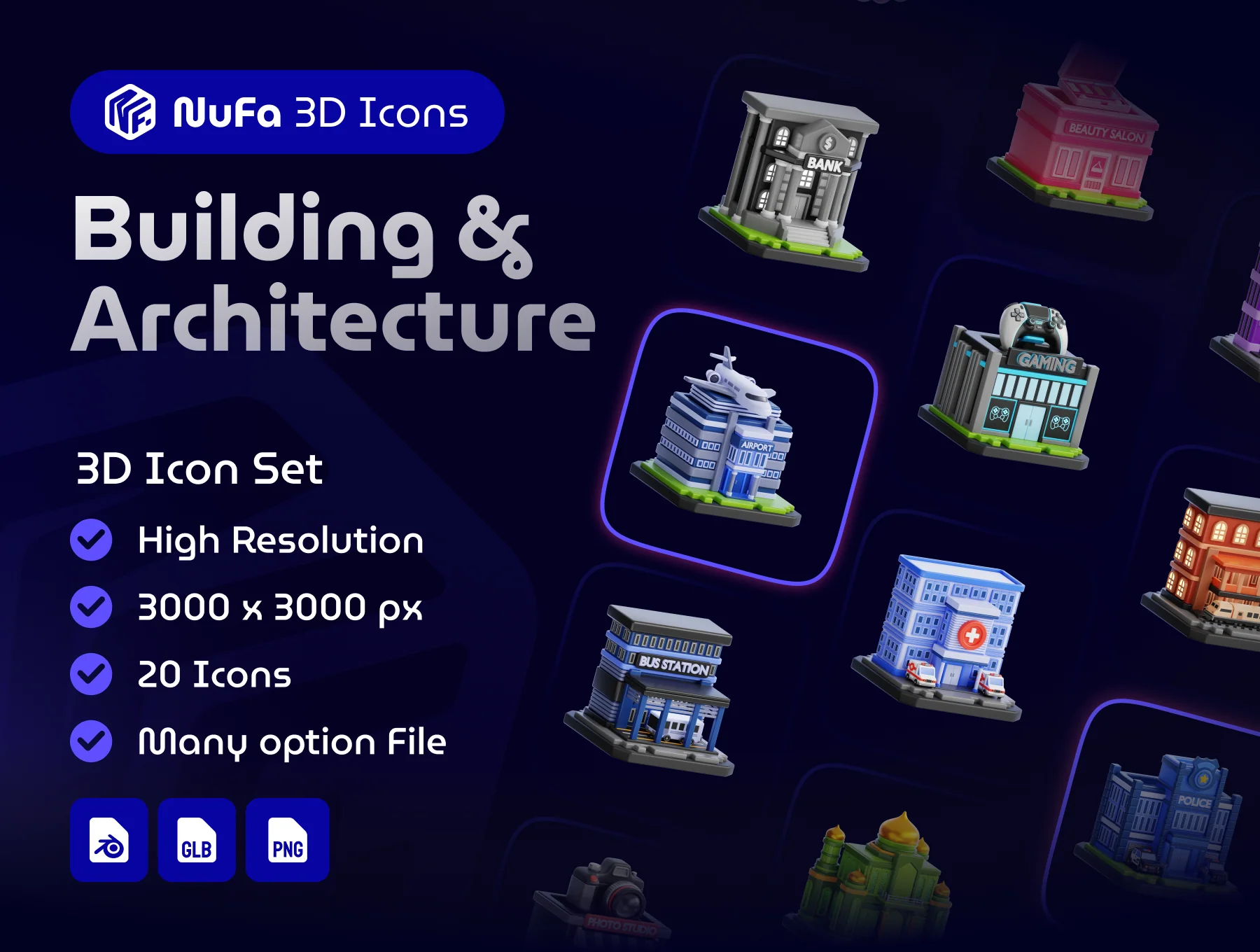Building & Architecture 3D Icon Set 3