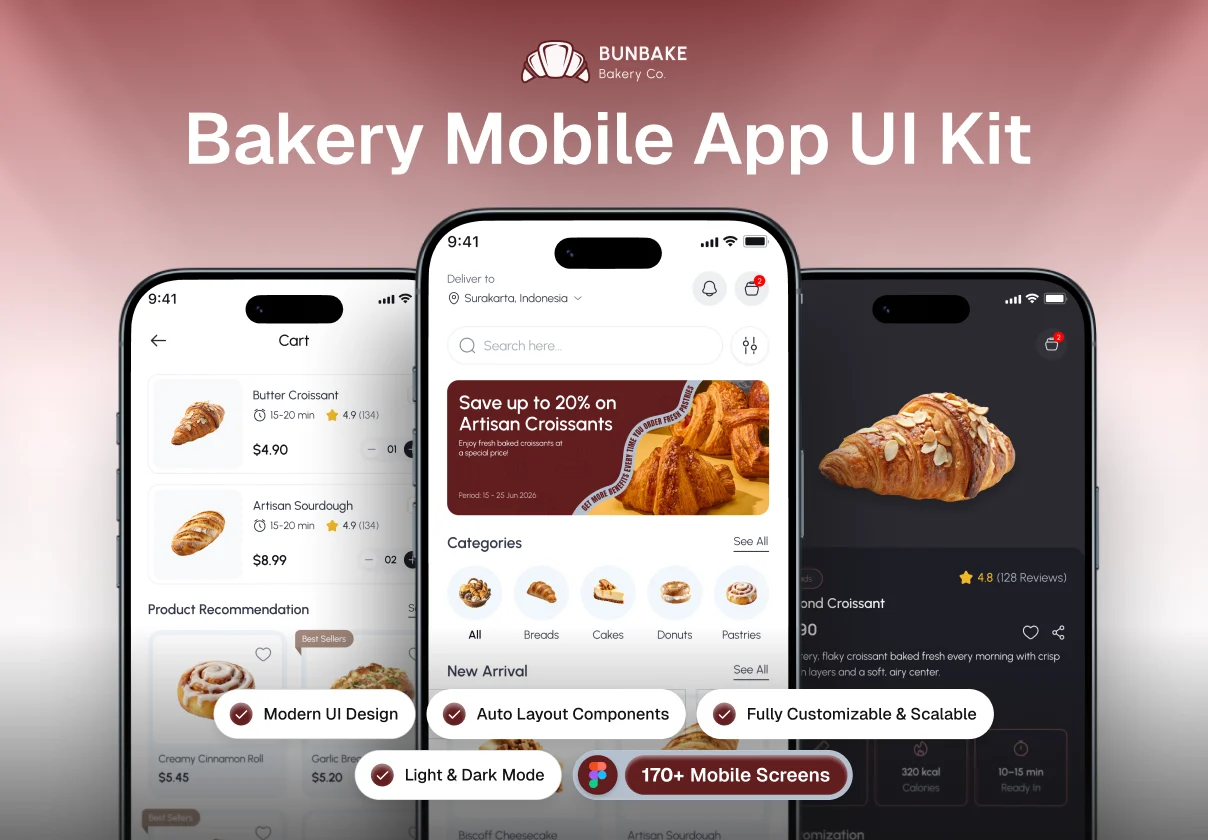 Bunbake - Bakery Mobile App UI Kit