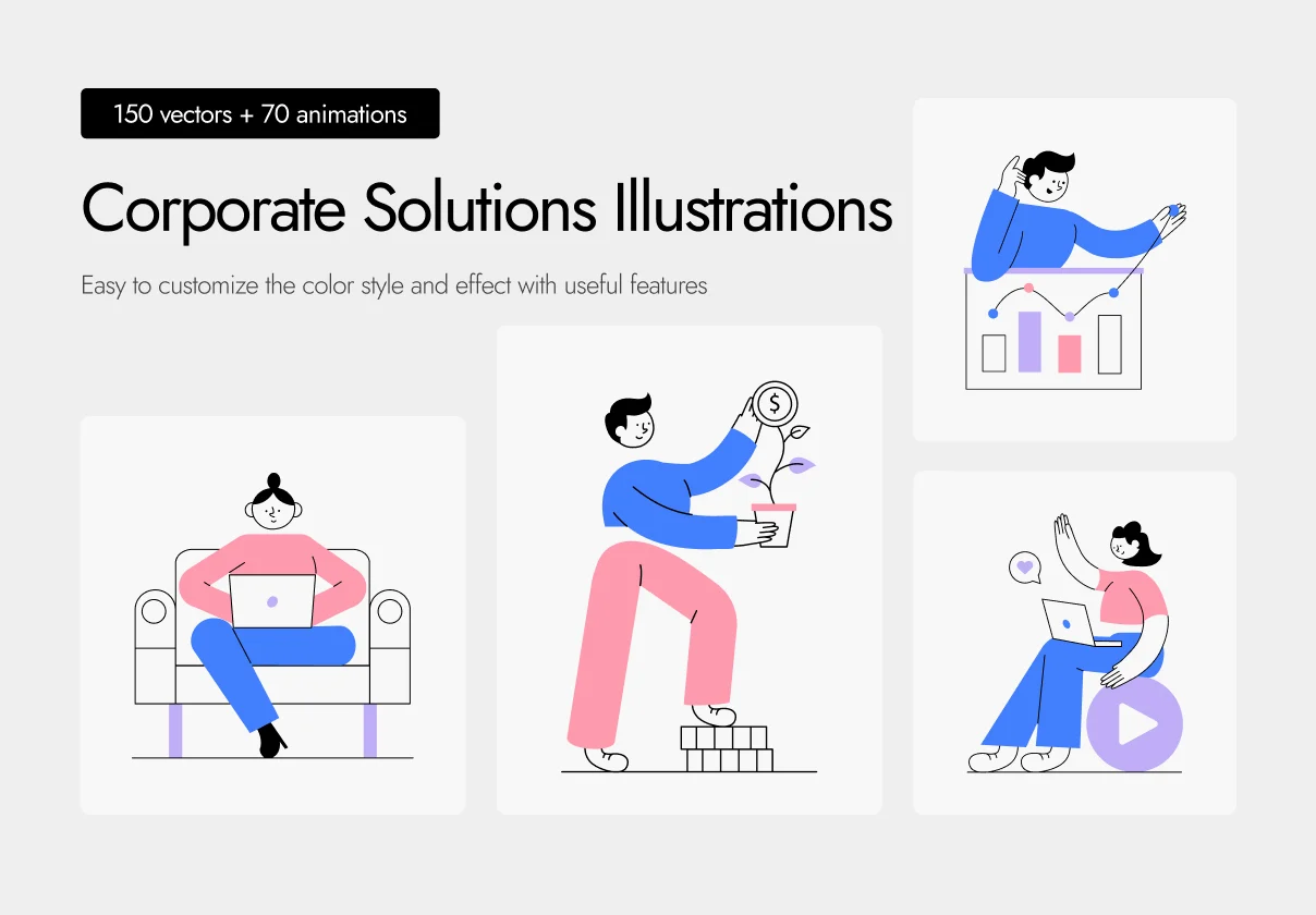 Bundle of Corporate Solutions Illustrations