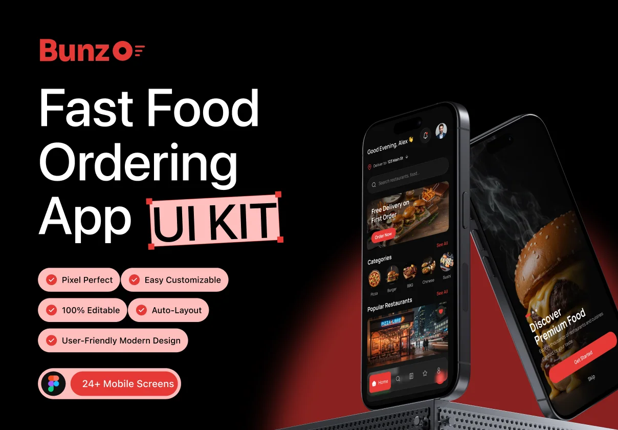 Bunzo — Fast Food Ordering App UI Kit