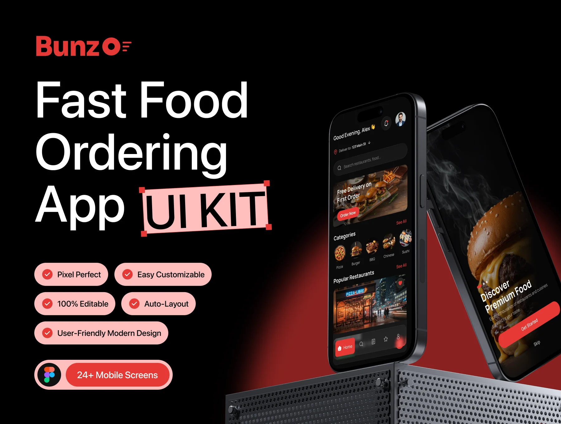 Bunzo — Fast Food Ordering App UI Kit