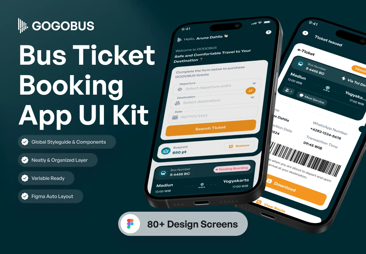 Bus Ticket Booking App UI Kit