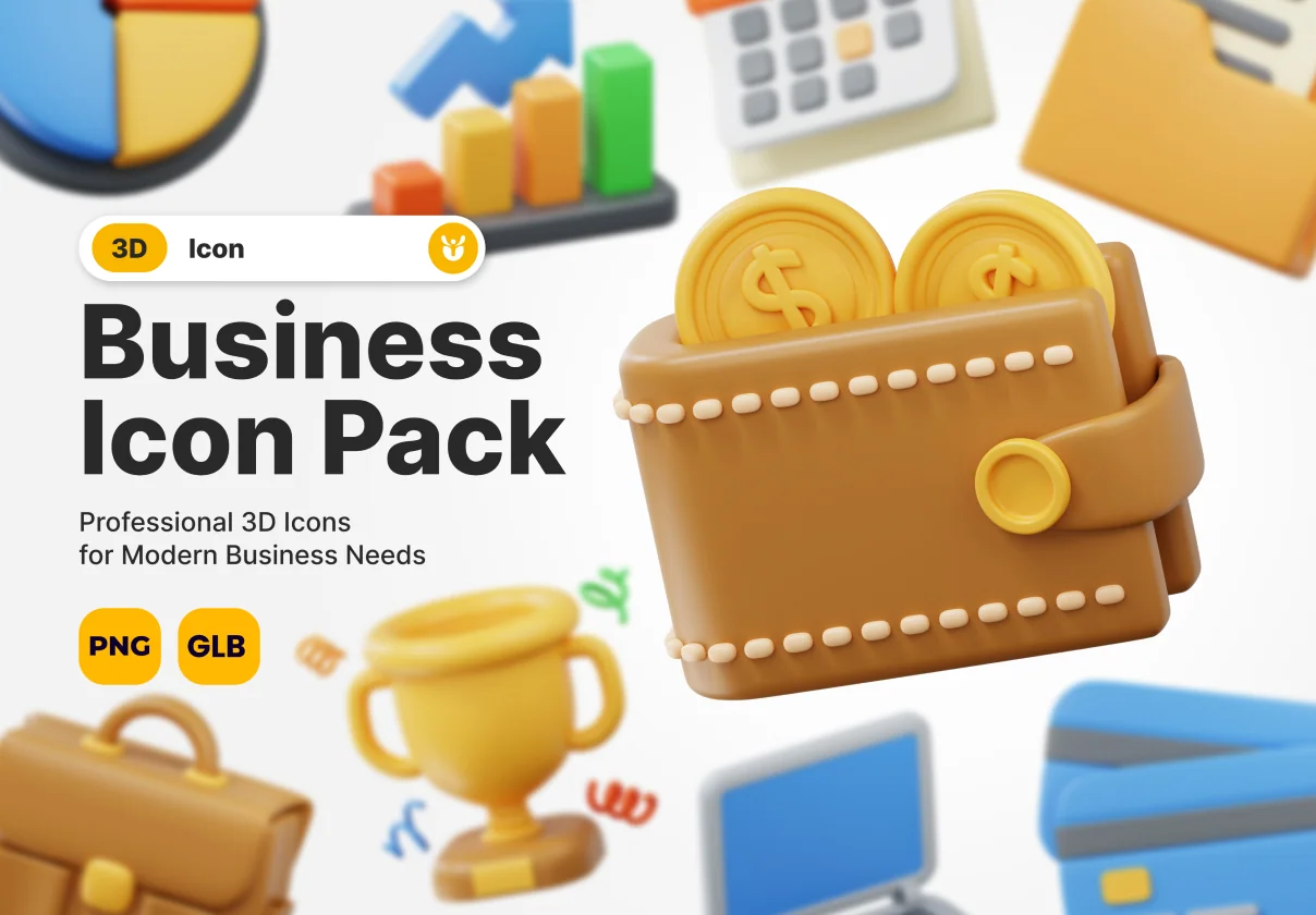 Business 3D Icon Pack – Finance, Office, Startup, Marketing