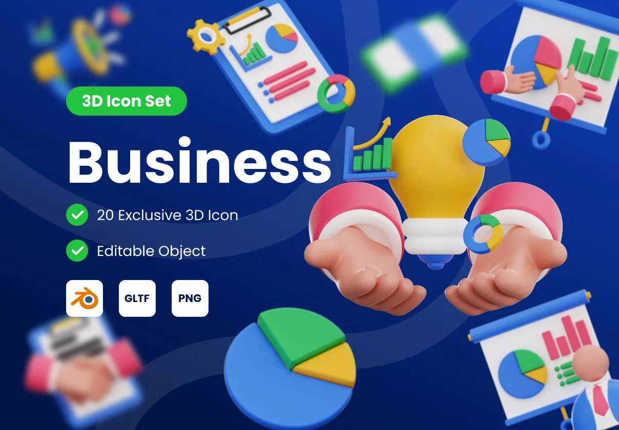 Business 3D Icon Set