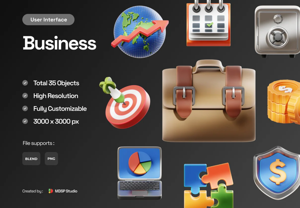 Business 3D Icon Set