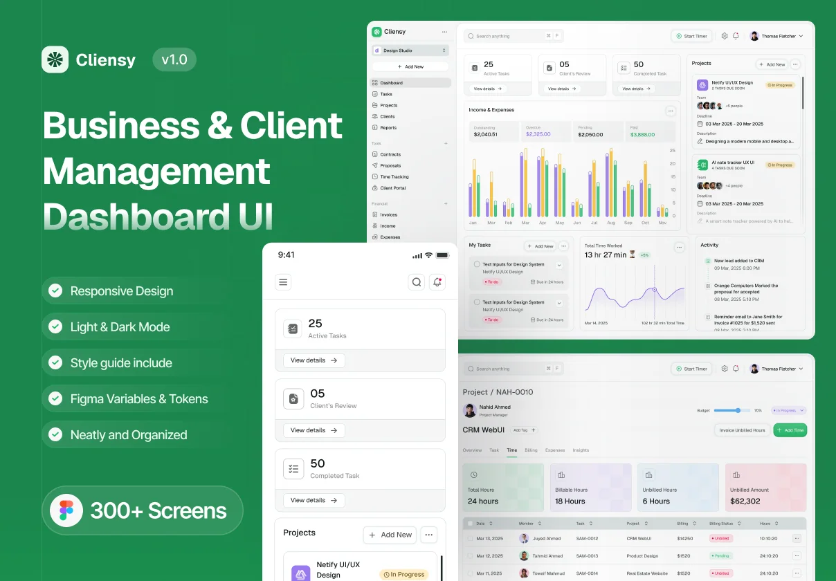 Cliensy - SaaS CRM Dashboard UI Kit